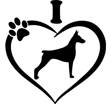 Jeg elsker doberman bil klistermærke - TenStickers