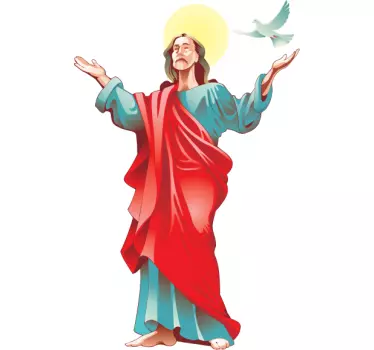 Jesus kristus med due klistermærke - TenStickers