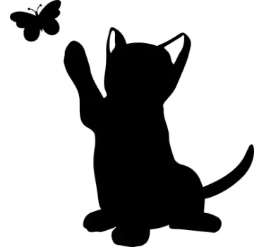 Katte og sommerfugl barnetiket animalsk mur klistermærke - TenStickers