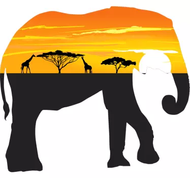 Klistermærke med elefantlandskab afrika vilde dyr - TenStickers