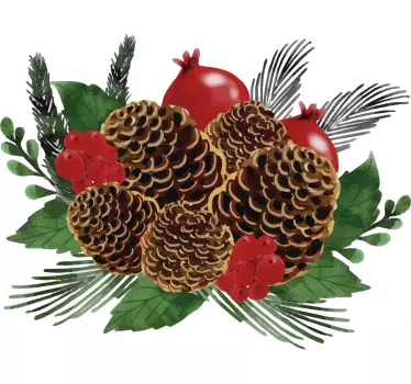 Klistermærke til jul fyrretrækrans - TenStickers