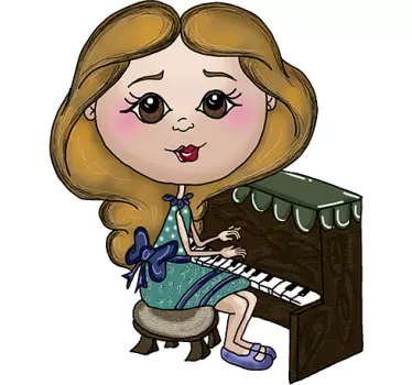 Klistermærke til pianistillustration - TenStickers