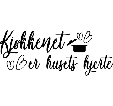 Køkken er hjertet af hjemmeboende tekst væg klistermærke - TenStickers