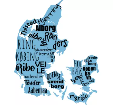 Kort over Danmark wallsticker - TenStickers