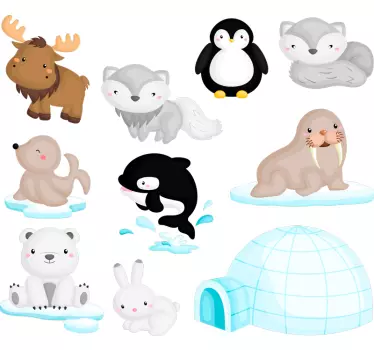 Mur klistermærke for arktisk dyreliv - TenStickers