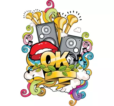 Musikalsk graffiti vægklistermærke - TenStickers