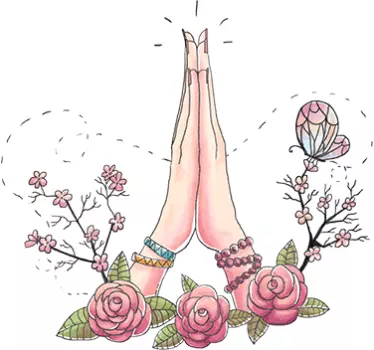Namaste tegning blomster vægmærkat - TenStickers