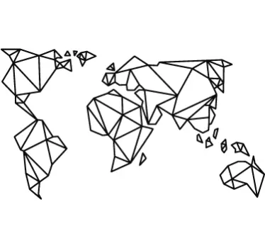 Origami verdenskort klistermærke - TenStickers