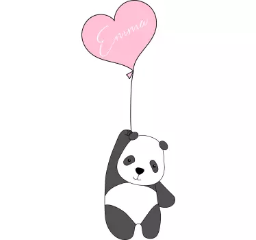 Panda med ballon personlig klistermærke - TenStickers
