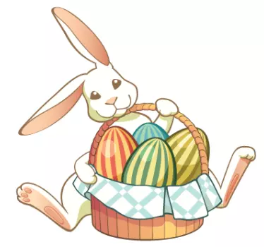 Påske bunny æg kurv vægklistermærke - TenStickers