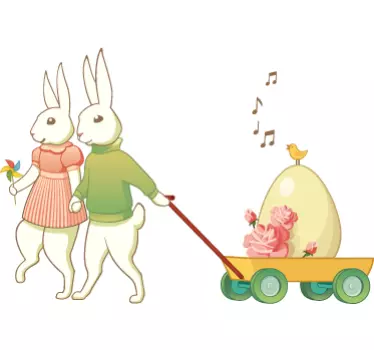 Påske bunny par væg klistermærke - TenStickers