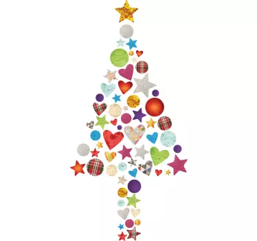 Patchwork juletræ sticker - TenStickers