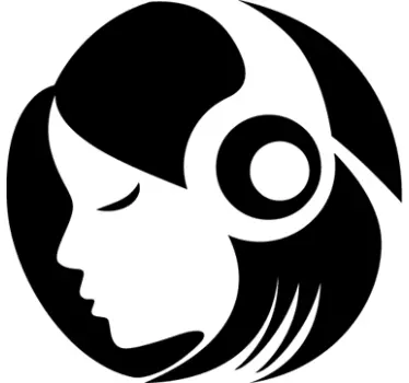 Pige hovedtelefoner silhuet dekal - TenStickers