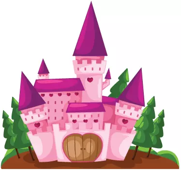 Pink castle kids wall sticker - TenStickers