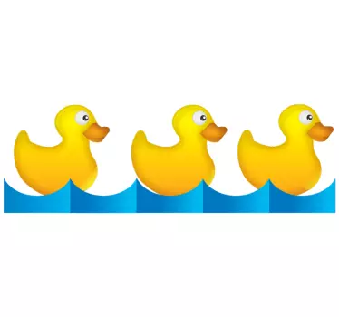 Wallstickers til børn gule ænder række klistermærke - TenStickers