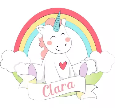 Regnbue unicorn eventyr vægoverføringsbillede - TenStickers
