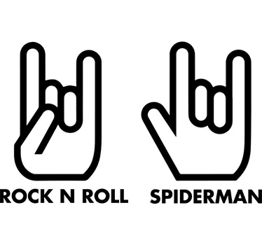 Wallstickers til børn Rock n roll og Spiderman hånd tegn - TenStickers