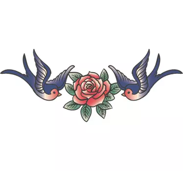 Rose og sluger væg tatovering klistermærke - TenStickers