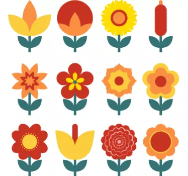 Samling af varme blomster - TenStickers
