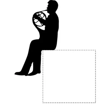 Silhuet mand spiller fransk horn klistermærke - TenStickers
