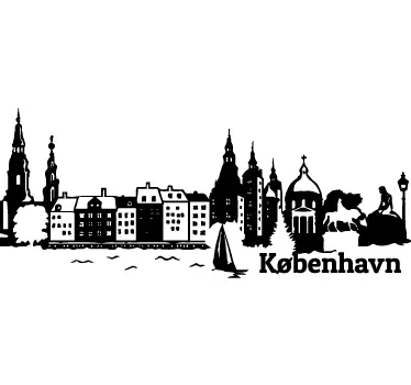 Wallsticker til stuen med smuk København skyline - TenStickers
