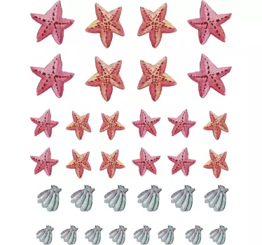 Starfish og skaller vægklistermærke - TenStickers