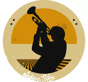 Trompetist silhuet cirkulært mærkat - TenStickers