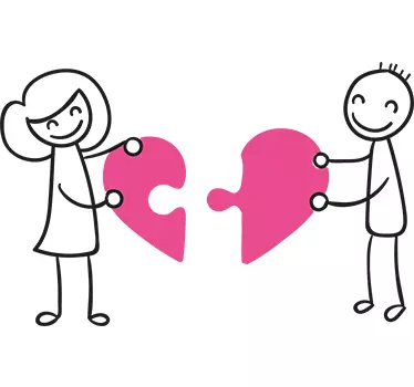 Vægklistermærke med hjertepuslespil - TenStickers