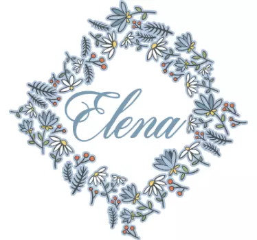 Personaliserbar blå blomstermærkat - TenStickers