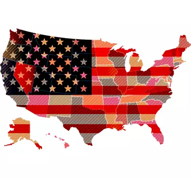 Vintage usa kort vægklistermærke - TenStickers