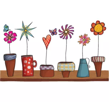 Wallsticker seks blomster - TenStickers