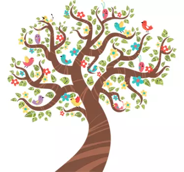 Wallstickers til børn træ blomster - TenStickers