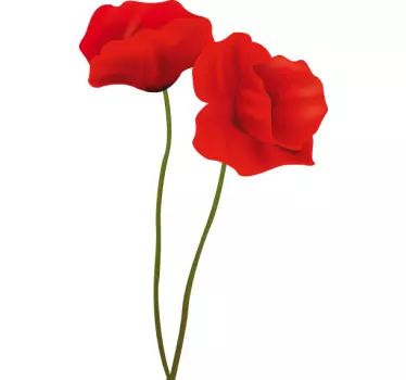 Wallstickers blomster røde valmuer - TenStickers
