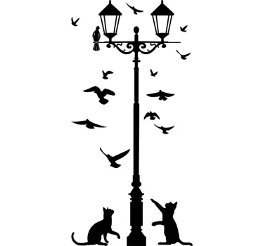 Wallstickers katte lygtepæl - TenStickers
