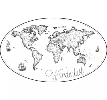 Wanderlust verdenskort stue væg indretning - TenStickers