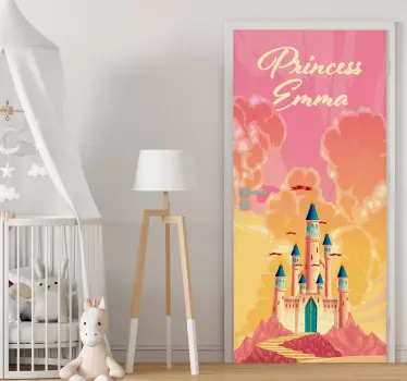Wallstickers til børn med 3D eventyrslot til dør - TenStickers