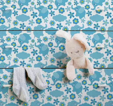 Blomster elefant mønster vinylplade - TenStickers
