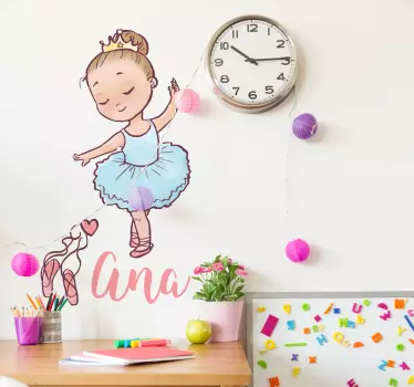 Ballerina navn personlig vægklistermærke - TenStickers