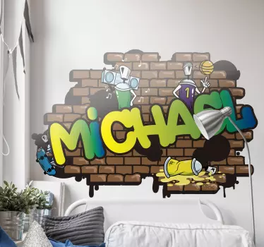 Graffiti navn mursten baggrund urban dekal - TenStickers