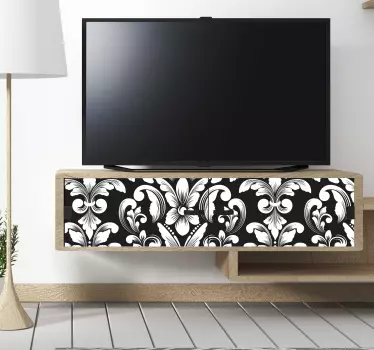Folie til møbler med blomster sort mønster - TenStickers