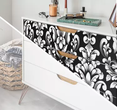 Folie til møbler med blomster sort mønster - TenStickers