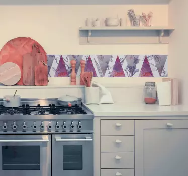 Digital lavendel blomstret kantbånd sticker - TenStickers