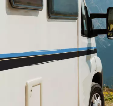 Blå & sort streg klistermærke til campingvogn - TenStickers