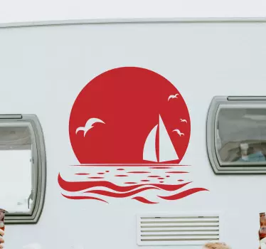 Solnedgang strand klistermærke til campingvogn - TenStickers
