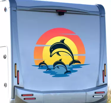 Delfin solnedgang klistermærke til campingvogn - TenStickers