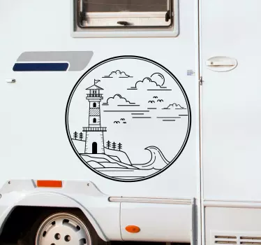 Fyr på kysten klistermærker til campingvogn - TenStickers