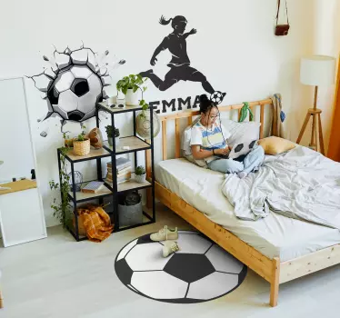 Personlig fodbold pige wallstickers til børn - TenStickers