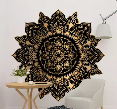 Mandala med elegante dråber og linjer abstrakt vægklistermærke - TenStickers