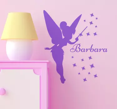 Wallstickers fe klokkeblomst med personligt navn - TenStickers