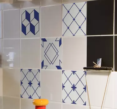 Blå geometriske flise stickers - TenStickers